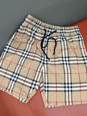 Burberry Beige Checkered Men's Athletic Shorts